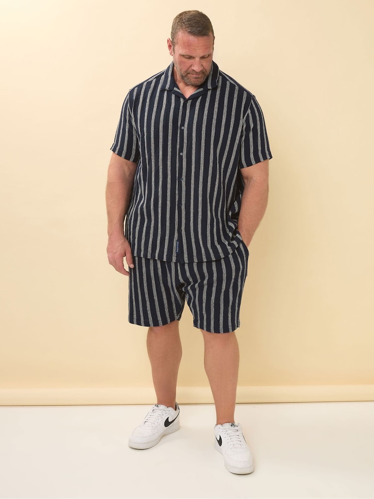 BadRhino Big & Tall Blue Co-Ord Stripe 100% Cotton Shorts - Image 2 of 6