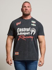BadRhino Big & Tall Black Acid Wash Castrol 100% Cotton T-Shirt - Image 1 of 6