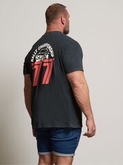 BadRhino Big & Tall Black Acid Wash Castrol 100% Cotton T-Shirt - Image 2 of 6
