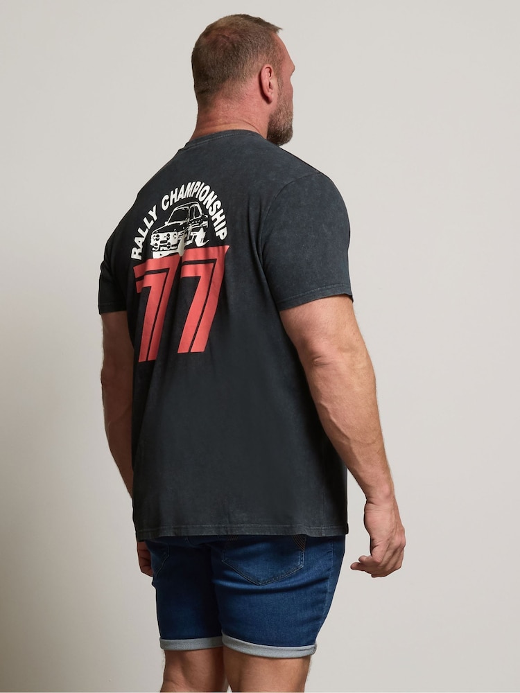 BadRhino Big & Tall Black Acid Wash Castrol 100% Cotton T-Shirt - Image 2 of 6