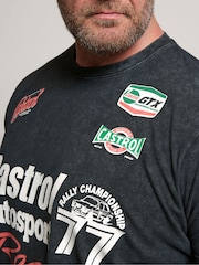 BadRhino Big & Tall Black Acid Wash Castrol 100% Cotton T-Shirt - Image 4 of 6