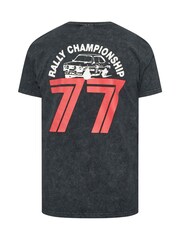 BadRhino Big & Tall Black Acid Wash Castrol 100% Cotton T-Shirt - Image 6 of 6