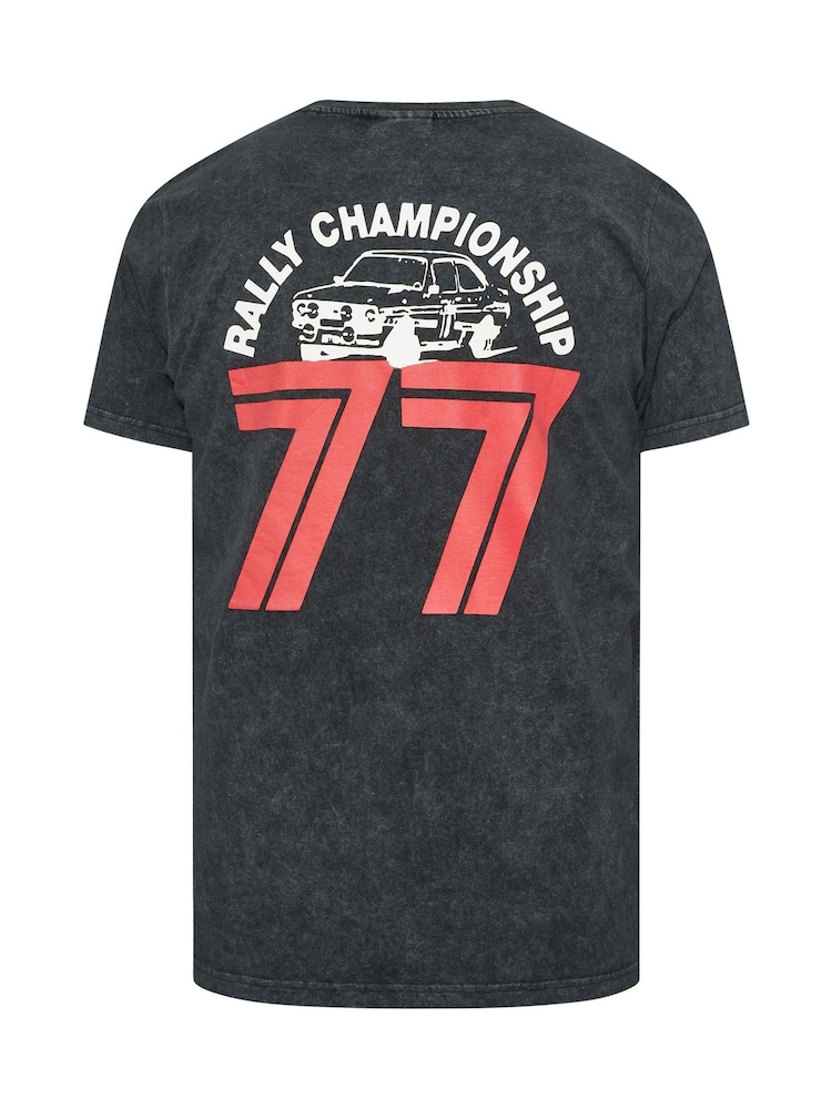 BadRhino Big & Tall Black Acid Wash Castrol 100% Cotton T-Shirt - Image 6 of 6