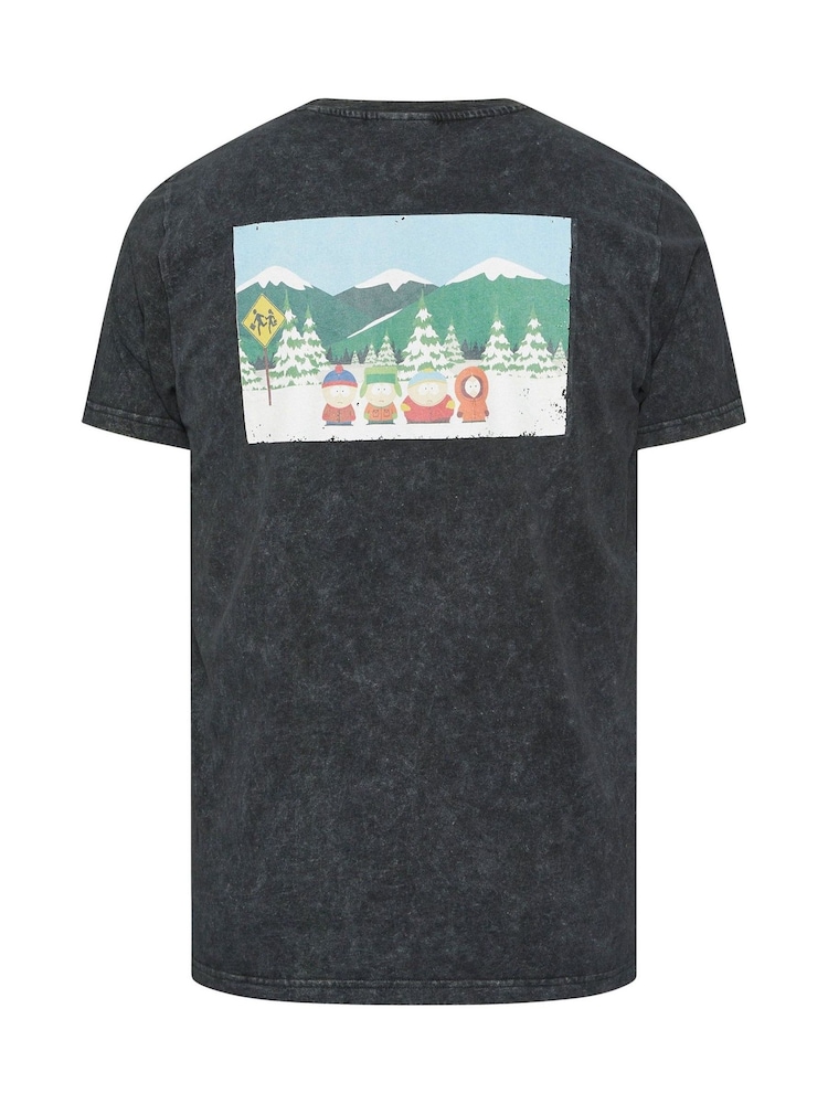 BadRhino Big & Tall Black Acid Wash South Park 100% Cotton T-Shirt - Image 6 of 6