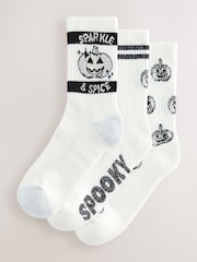 Halloween Disco Pumpkin - 3 pares de calcetines deportivos tobilleros de canalé con suela acolchada y soporte para el arco de self. - Imagen 1 de 6