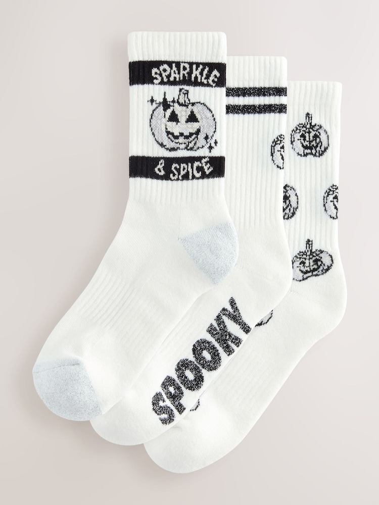 Halloween Disco Pumpkin - 3 pares de calcetines deportivos tobilleros de canalé con suela acolchada y soporte para el arco de self. - Imagen 1 de 6