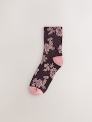 Pink Floral Texture Ankle Socks 4 Pack - Image 3 of 7