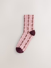 Pink Floral Texture Ankle Socks 4 Pack - Image 4 of 7