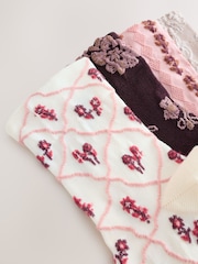 Pink Floral Texture Ankle Socks 4 Pack - Image 6 of 7