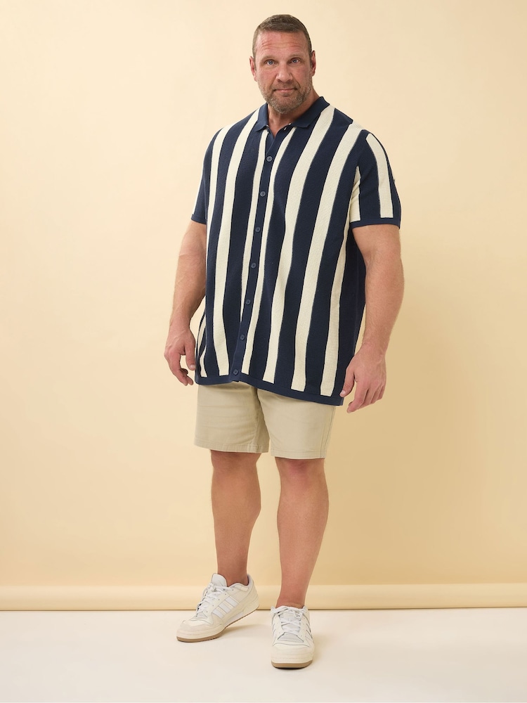 BadRhino Big & Tall Blue Stripe Knitted 100% Cotton Shirt - Image 2 of 5