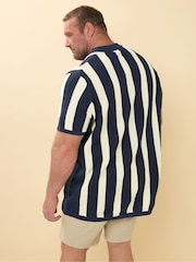 BadRhino Big & Tall Blue Stripe Knitted 100% Cotton Shirt - Image 3 of 5
