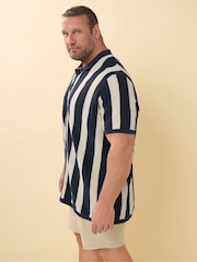 BadRhino Big & Tall Blue Stripe Knitted 100% Cotton Shirt - Image 4 of 5