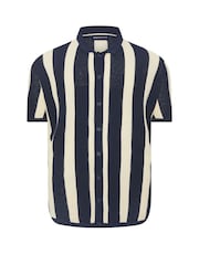 BadRhino Big & Tall Blue Stripe Knitted 100% Cotton Shirt - Image 5 of 5