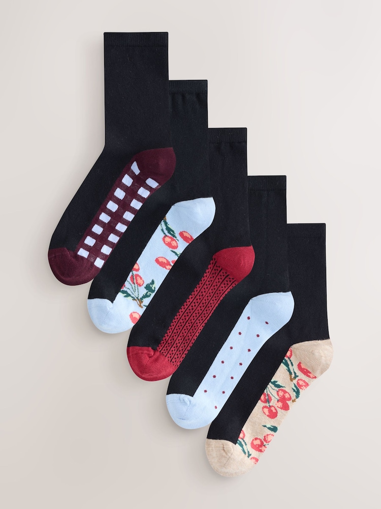 Cherries Footbed Ankle Socks 5 Pack - Image 1 of 8 Cherries Footbed Ankle Socks 5 Pack - Image 1 of 8