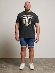 BadRhino Big & Tall Black Acid Wash Yellowstone 100% Cotton T-Shirt - Image 8 of 8