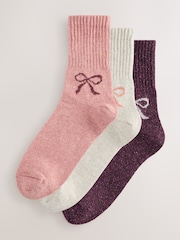 Rosa con lazos - Containing Wool Ankle Socks 3 Pack - Imagen 1 de 6