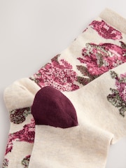 Oatmeal/Pink Tapestry Floral - Pack de 2 pares de calcetines tobilleros - Imagen 4 de 5