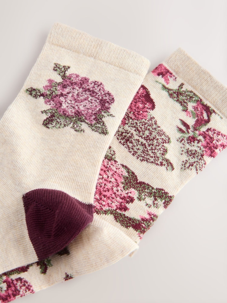 Oatmeal/Pink Tapestry Floral - Pack de 2 pares de calcetines tobilleros - Imagen 5 de 5