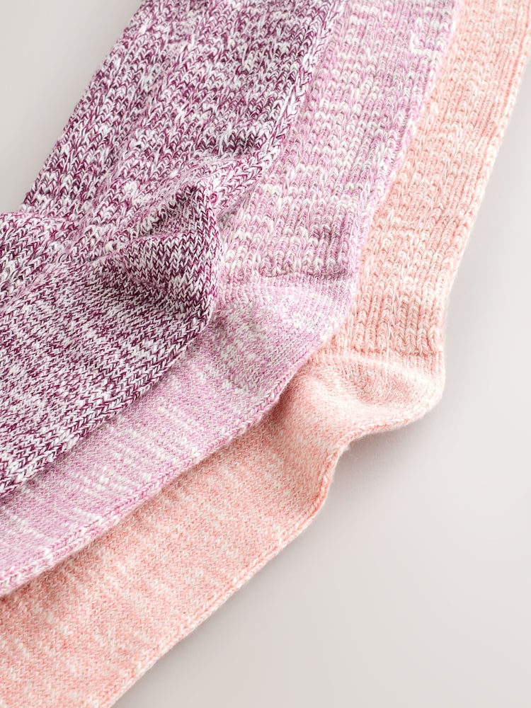 Pink Cotton Slub Slouchy Ankle Socks 3 Pack - Image 6 of 6