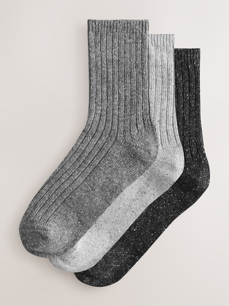 Tonal Grey Containing Wool Ankle Socks 3 Pack - Image 1 of 6 Tonal Grey Containing Wool Ankle Socks 3 Pack - Image 1 of 6
