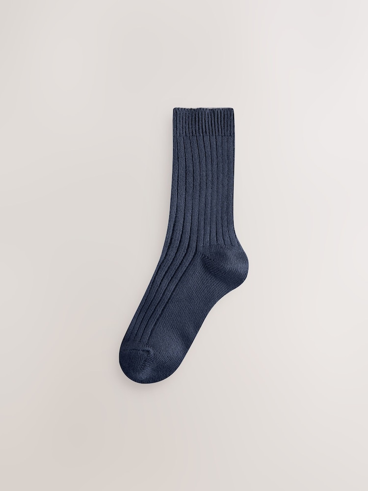 Navy/Berry/Choc Warm Handle Ribbed Ankle Socks 3 Pack - Image 2 of 6