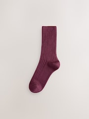 Navy/Berry/Choc Warm Handle Ribbed Ankle Socks 3 Pack - Image 4 of 6