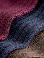 Navy/Berry/Choc Warm Handle Ribbed Ankle Socks 3 Pack - Image 5 of 6