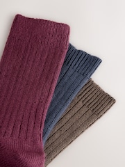 Navy/Berry/Choc Warm Handle Ribbed Ankle Socks 3 Pack - Image 6 of 6