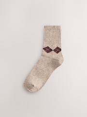 Berry/Green/Neutral Argyle - Containing Wool Ankle Socks 3 Pack - Imagen 2 de 6