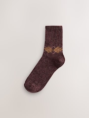 Berry/Green/Neutral Argyle - Containing Wool Ankle Socks 3 Pack - Imagen 3 de 6