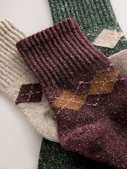 Berry/Green/Neutral Argyle - Containing Wool Ankle Socks 3 Pack - Imagen 6 de 6