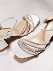 Linzi Cream Bridal Wide Fit Mariah Open Back Heels With Diamante Triple Front - Image 6 of 6
