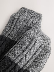 Grey Borg Lined Cable Slipper Socks 2 Pack - Image 4 of 5