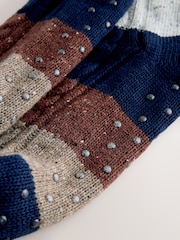 Blue/Brown Thermal Nep Slipper Socks 1 Pack - Image 2 of 3
