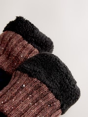Blue/Brown Thermal Nep Slipper Socks 1 Pack - Image 3 of 3