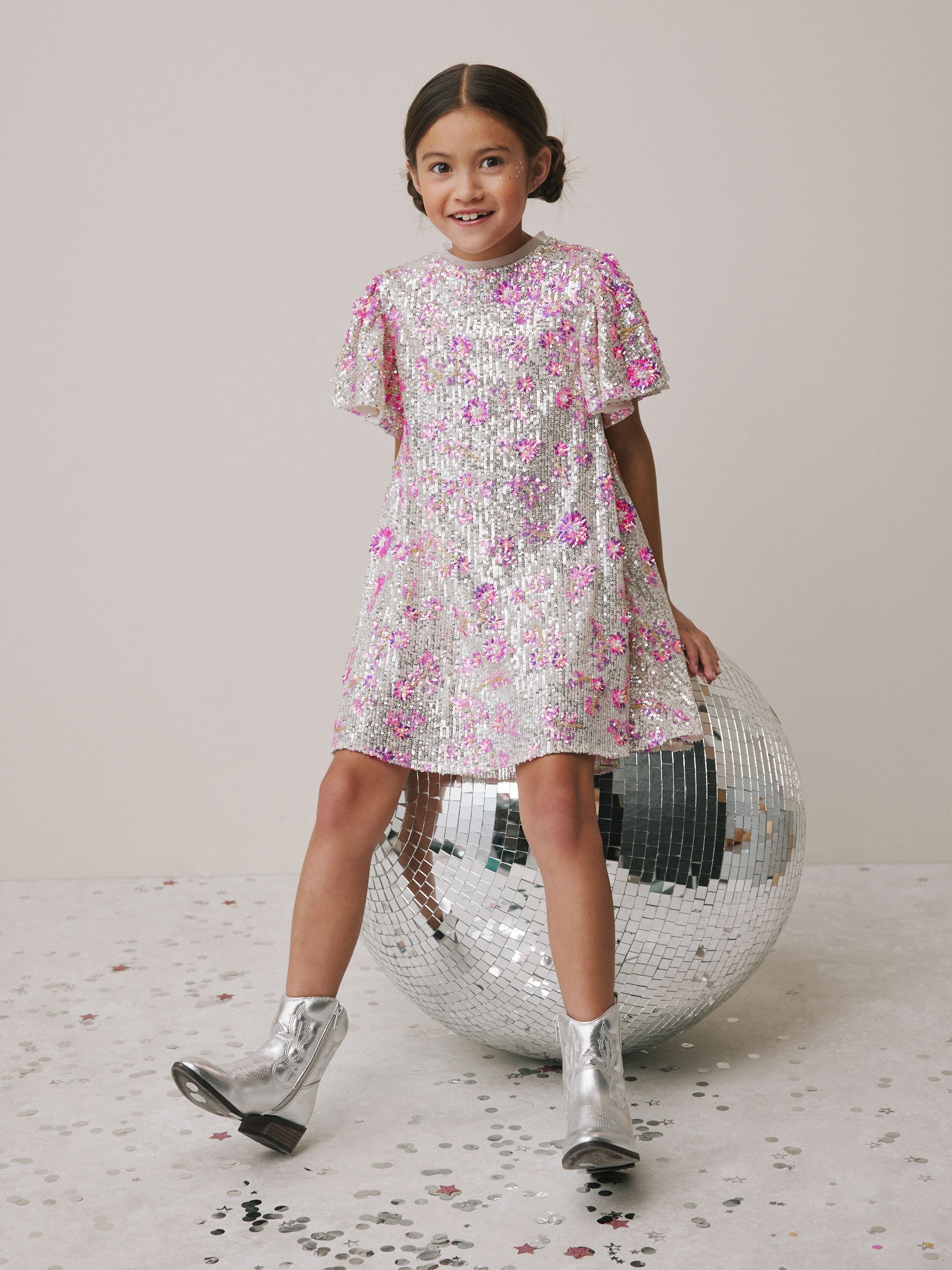 blue dress for baby girl 1950s Vintage Pink & Silver Party Dress – Cats Like Us main image 0