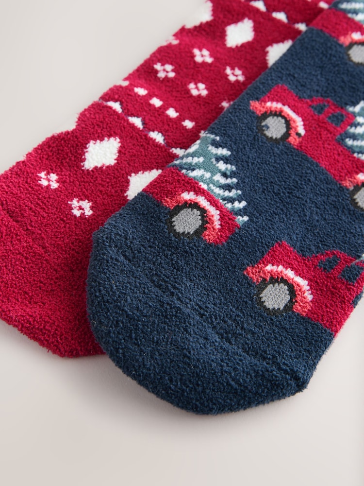 Navy/Red Truck Matching Family Christmas Cosy Socks 2 Pack - Image 6 of 6