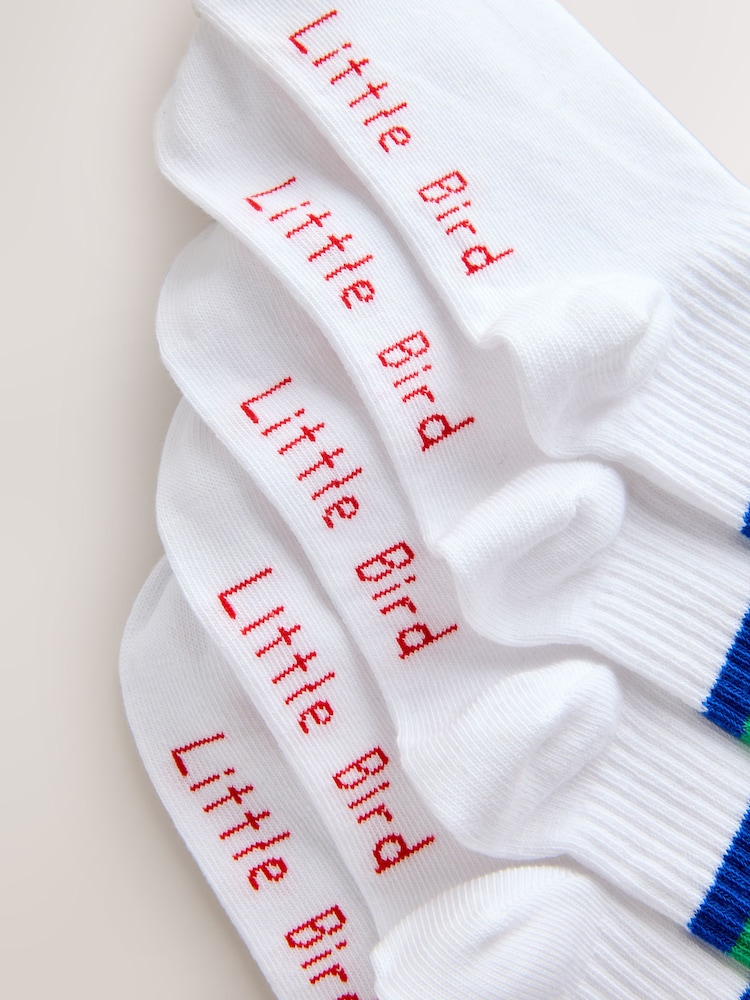 Little Bird by Jools Oliver Bright Rainbow Stripe White Tube Socks 7 Pack - Image 4 of 4
