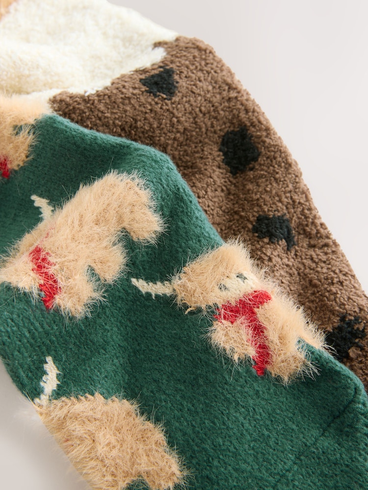 Brown/Cream Hamish Pudding Matching Family Christmas Cosy Socks 2 Pack - Image 6 of 6