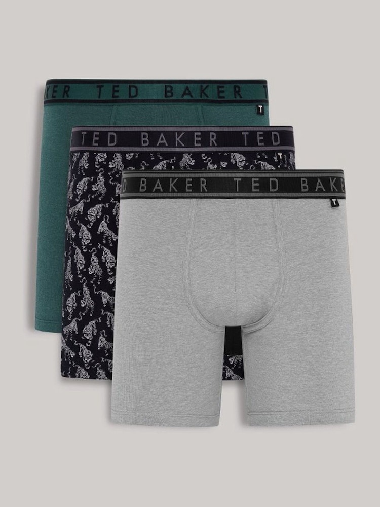Ted Baker Green Trekking Tiger Heather Boxer Briefs 3 Pack - Image 1 of 3
