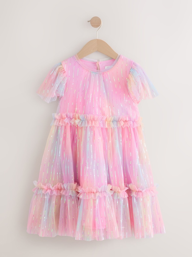 Pink Sparkle Mesh Party Dress (3-16yrs) - Image 1 of 6