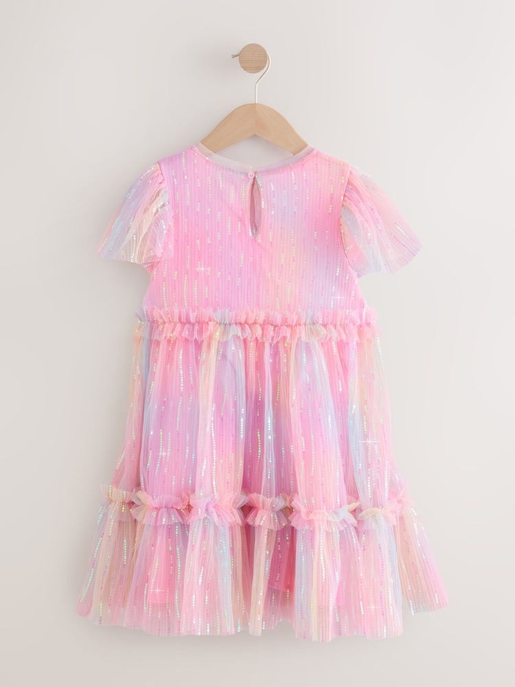 Pink Sparkle Mesh Party Dress (3-16yrs) - Image 2 of 6