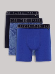Ted Baker Blue Treasure Mazarine Boxer Briefs 3 Pack - Image 1 of 3