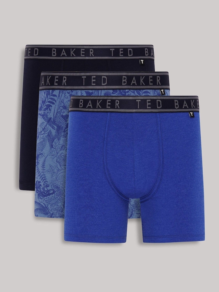 Ted Baker Blue Treasure Mazarine Boxer Briefs 3 Pack - Image 1 of 3