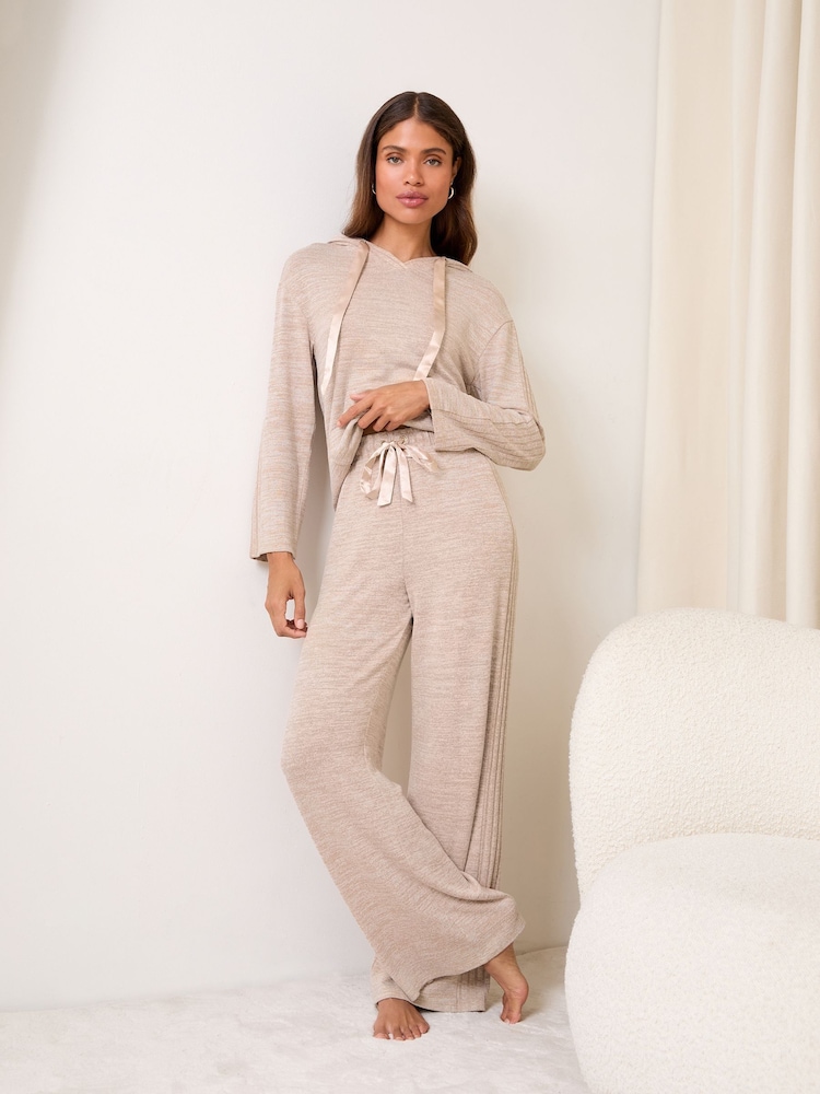 Lipsy Mocha Ribbed Loungewear Joggers - Image 2 of 4