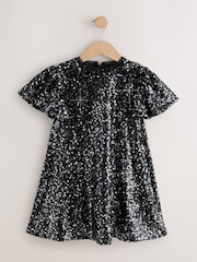 Black Angel Sleeve Sequin Party Dress (3-16yrs) - Image 1 of 4