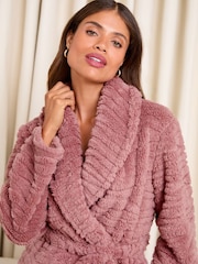 Lipsy Pink Cosy Textured Midi Dressing Gown - Image 2 of 4