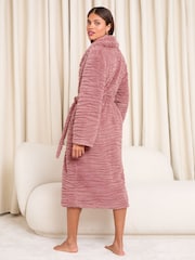 Lipsy Pink Cosy Textured Midi Dressing Gown - Image 3 of 4