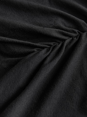 Black Short Sleeve Ruched Detail Jersey T-Shirt - Image 6 of 7