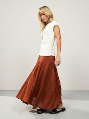 Ecru Short Sleeve Ruched Detail Jersey T-Shirt - Image 3 of 7